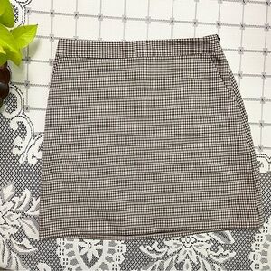Classic Brown Black and White Checkered Skirt